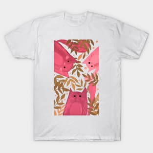 Cats and branches - pink T-Shirt